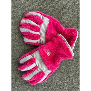 The North Face Girls Denali Pink Fluffy Gloves Medium